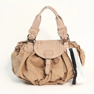 Aristolasia Made In Italy Tan Leather Trimmed Hobo Bag